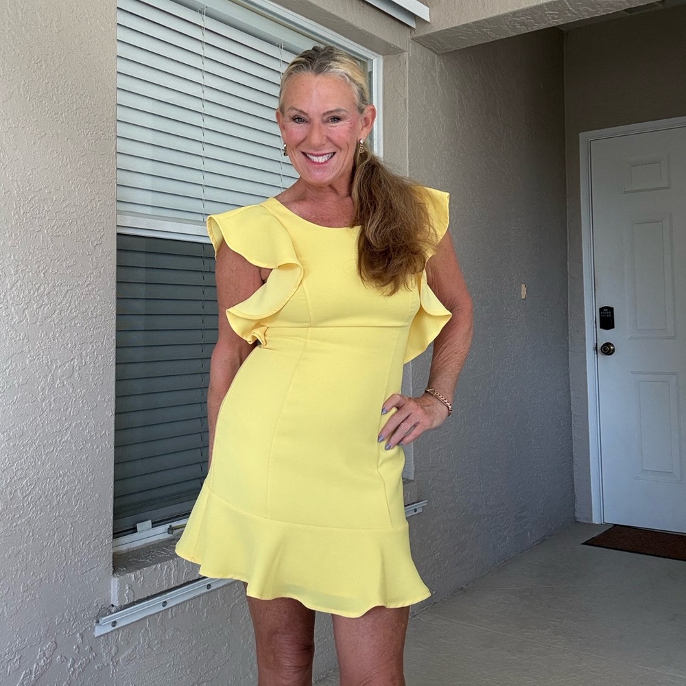NWT BCBGeneration Yellow Ruffle Mini Dress